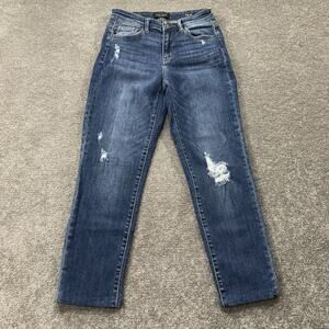 Judy Blue Womens Slim Fit Distressed Stretch Denim Jeans Medium Wash 3/26 Pants